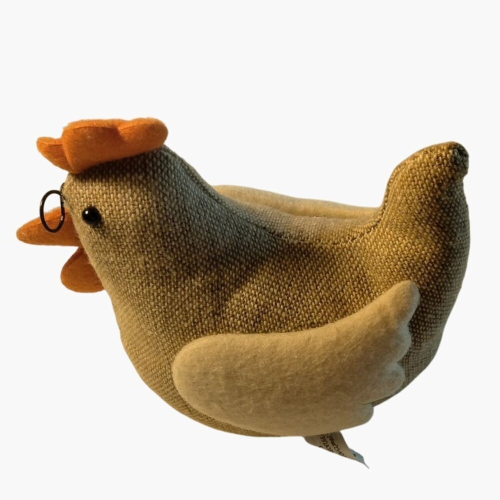 Burlap Rooster Fabric Figurals Chicken Weighted Wobble Self Righting
